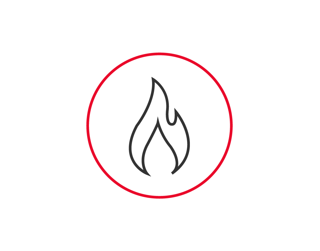 Fire, smoke, and water detection icon